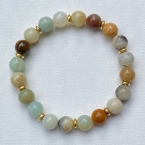 Quartz gemstone bracelet with brass accents